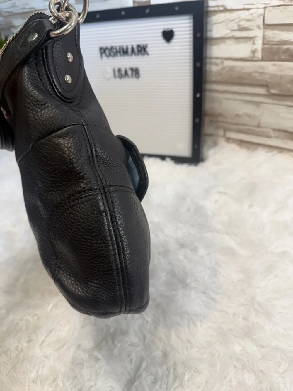 COACH Poppy Avery Pebbled Black Leather Boho Shoulder Bag - Picture 12 of 16